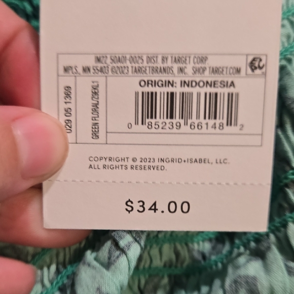 *Last Chance* Isabel Maternity by Ingrid & Isabel Green Smocked Crop Tank Top - Picture 4 of 5